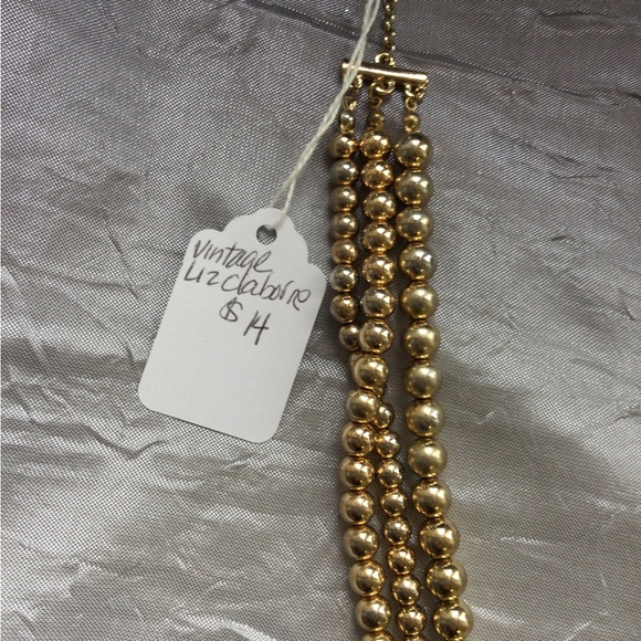 Jewelry - Liz Claiborne 3=Strand  Gold Beaded Necklace